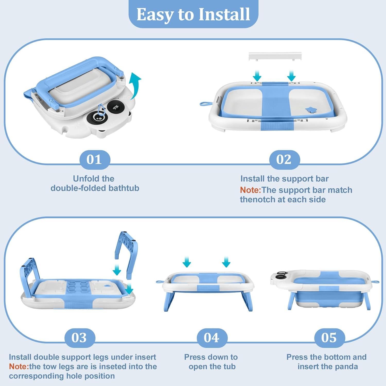 Bañera Plegable para Bebés WXXM con Cojín y Termómetro