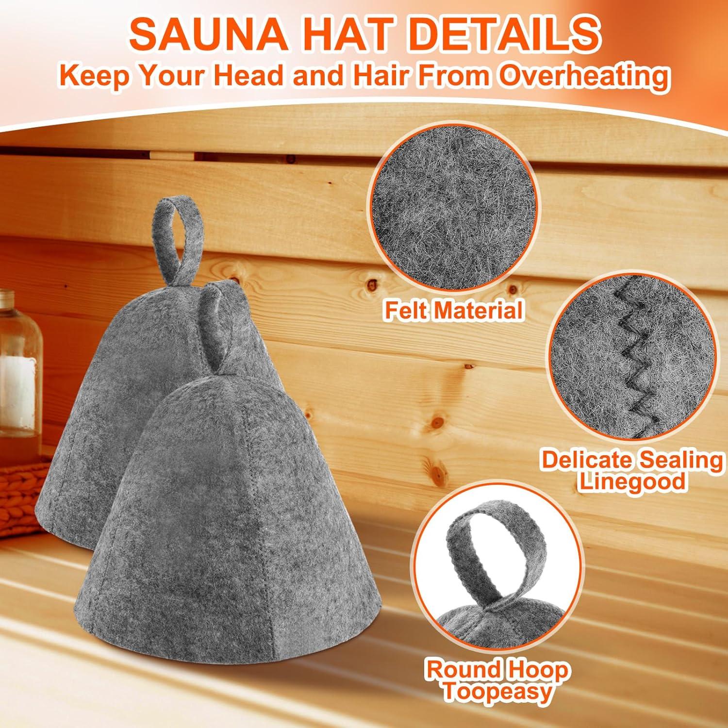 Set de Sauna Relaxweex: Taza de Aceite, Termómetro y Sombreros