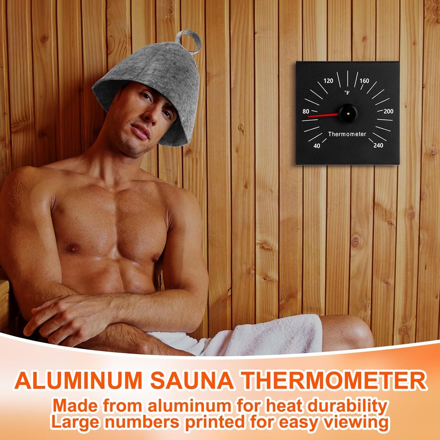 Set de Sauna Relaxweex: Taza de Aceite, Termómetro y Sombreros