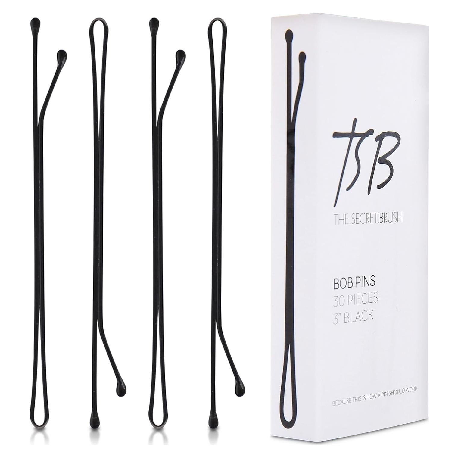 Juego de 30 Horquillas Negras TSB Leeno No.3 - 7.62 cm, Antideslizantes