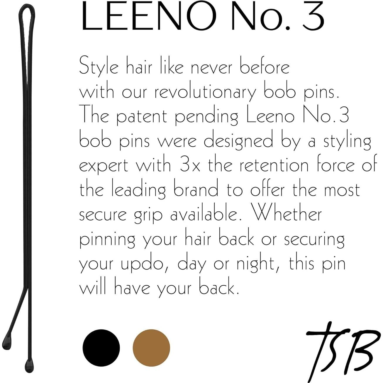 Juego de 30 Horquillas Negras TSB Leeno No.3 - 7.62 cm, Antideslizantes