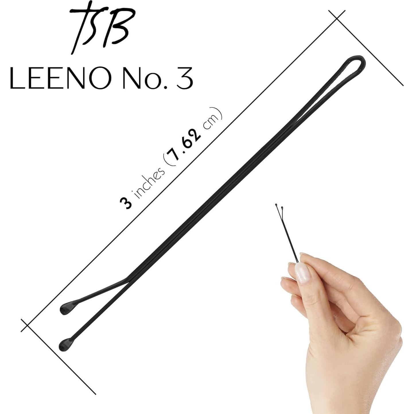 Juego de 30 Horquillas Negras TSB Leeno No.3 - 7.62 cm, Antideslizantes