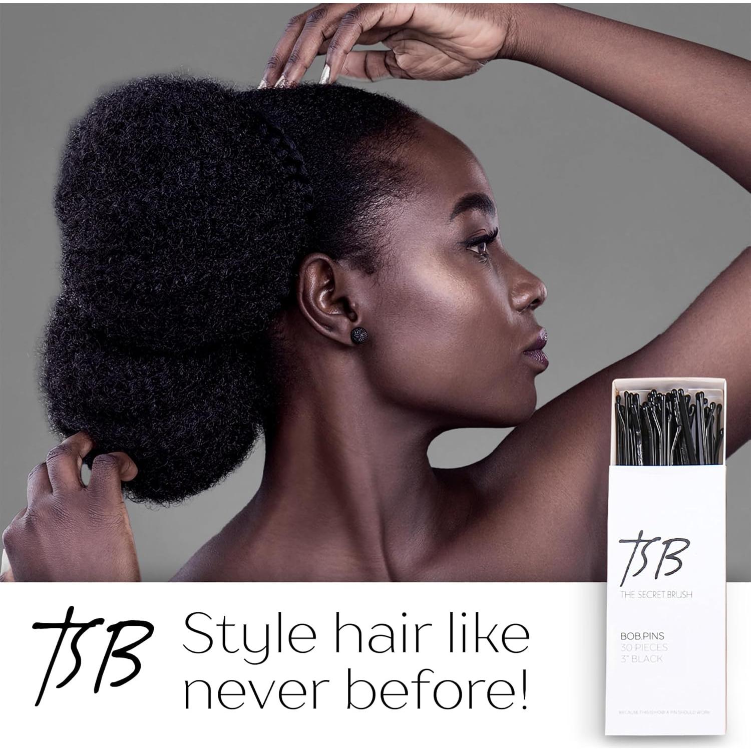 Juego de 30 Horquillas Negras TSB Leeno No.3 - 7.62 cm, Antideslizantes