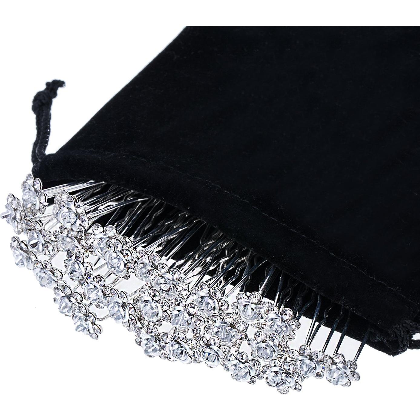 Pinzas de Pelo Cristal Flor Rosa eBoot - 40 Piezas con Bolsa