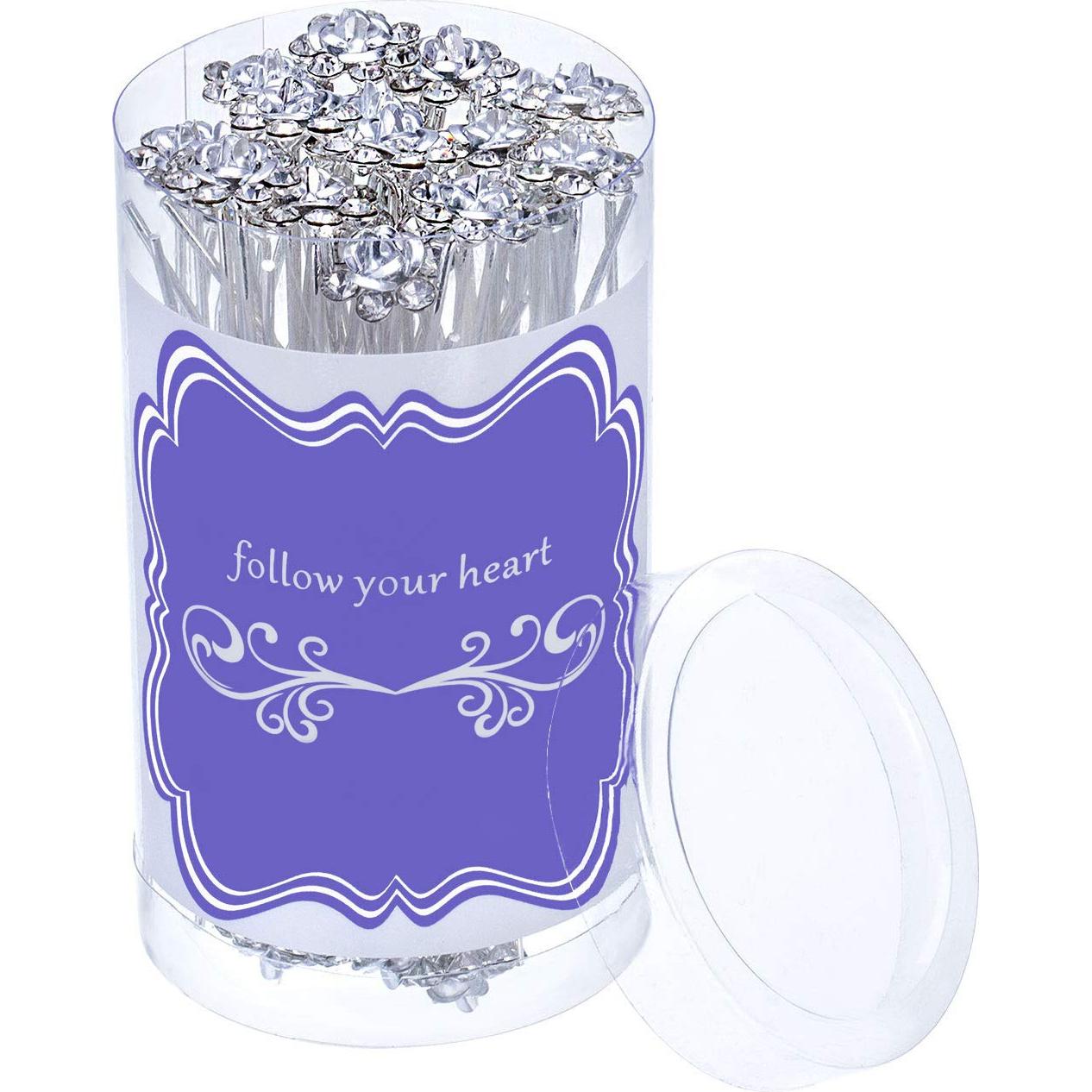 Pinzas de Pelo Cristal Flor Rosa eBoot - 40 Piezas con Bolsa