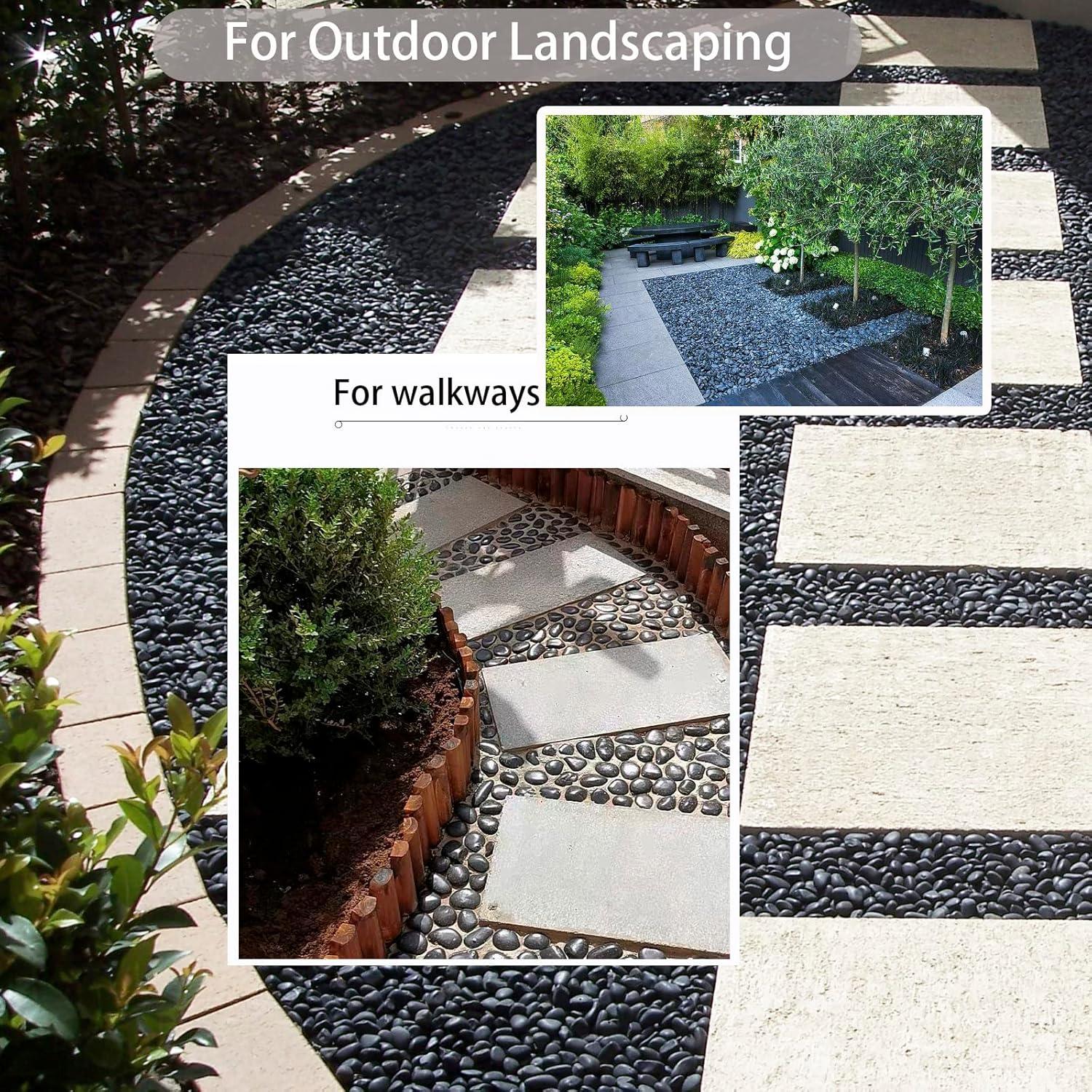 Guijarros Negros Pulidos TOPEMAI 6.8kg 2.54-5.08cm Decorativos