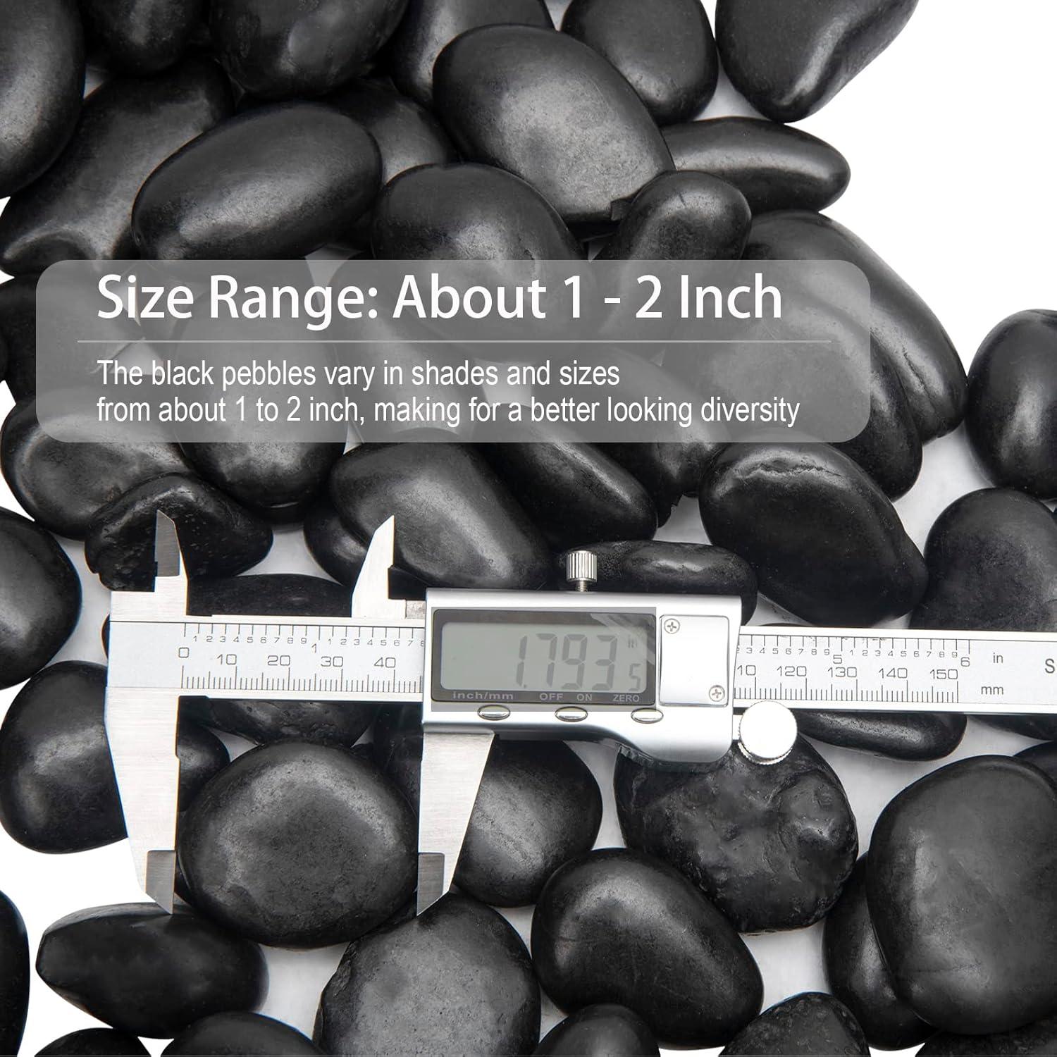 Guijarros Negros Pulidos TOPEMAI 6.8kg 2.54-5.08cm Decorativos