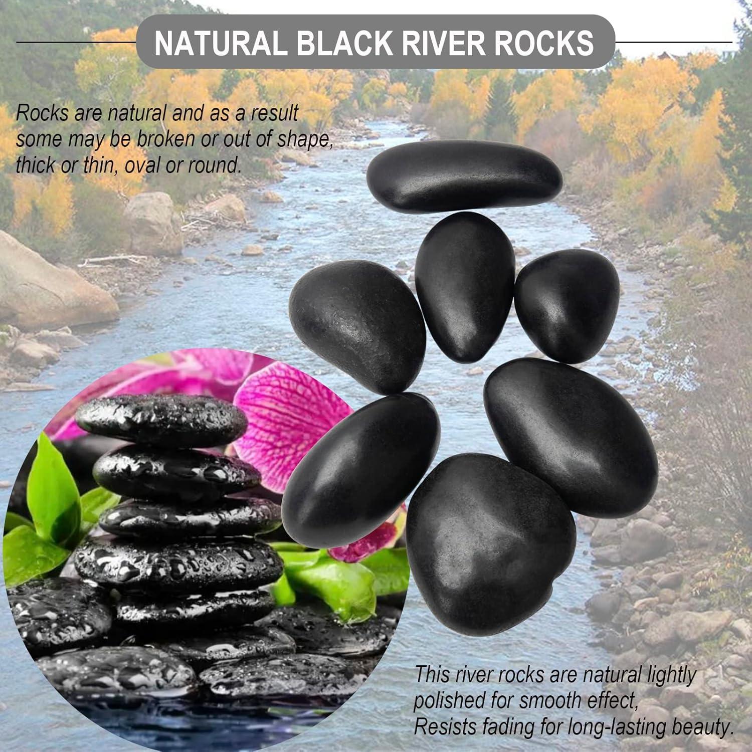 Guijarros Negros Pulidos TOPEMAI 6.8kg 2.54-5.08cm Decorativos