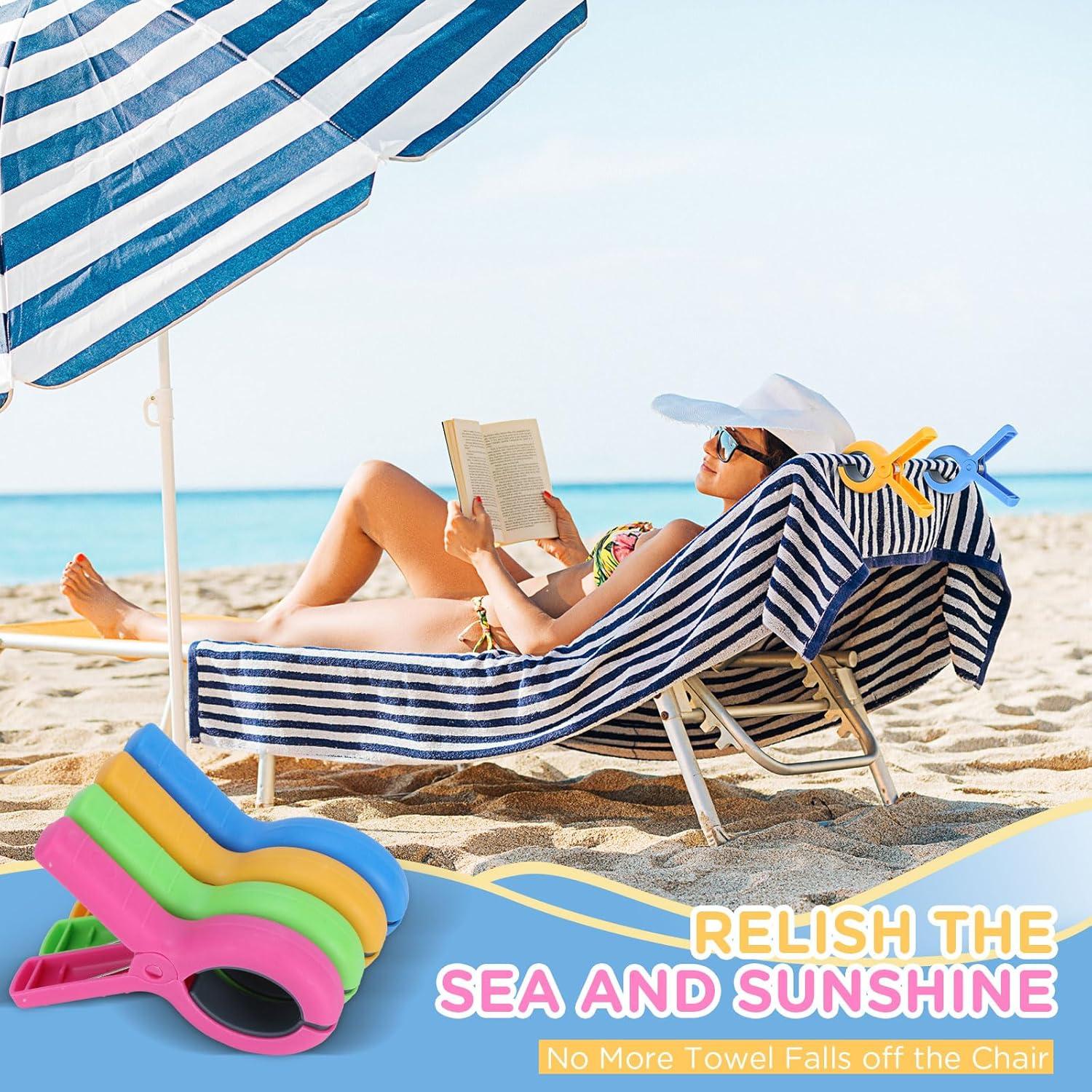 12 Clips para Toallas de Playa Gomedi 9.4 cm Alta Resistencia