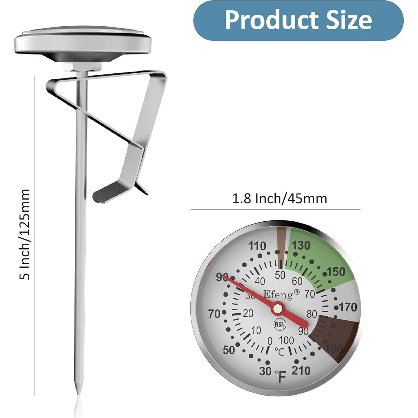 Termómetro de Leche Instantáneo EFENG 12.7 cm Acero Inoxidable