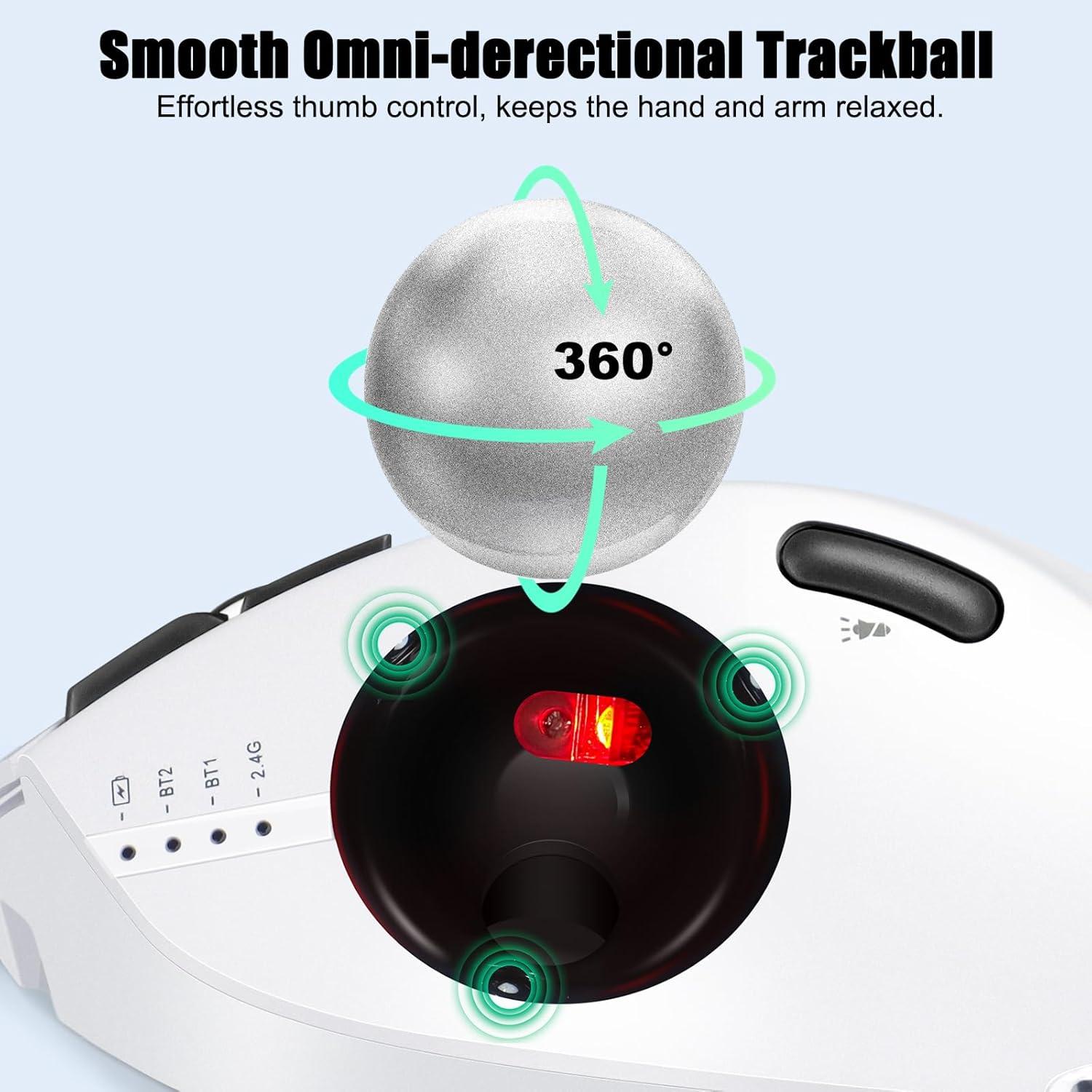 Mouse Trackball Inalámbrico TRELC 4800 DPI 7 Botones Blanco