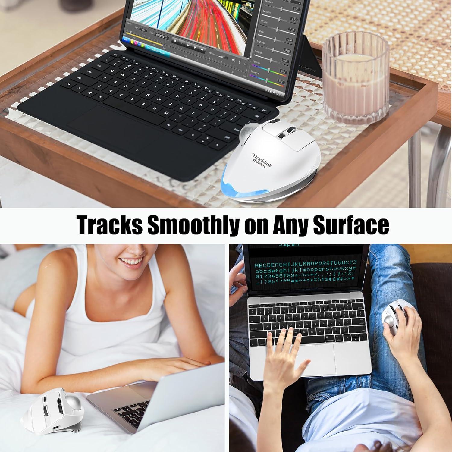 Mouse Trackball Inalámbrico TRELC 4800 DPI 7 Botones Blanco