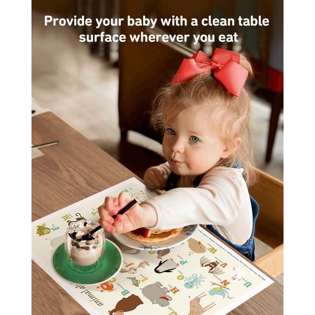 Manteles Desechables Adhesivos Babebay 60 Pzs 30x45 cm Alfabeto Animal