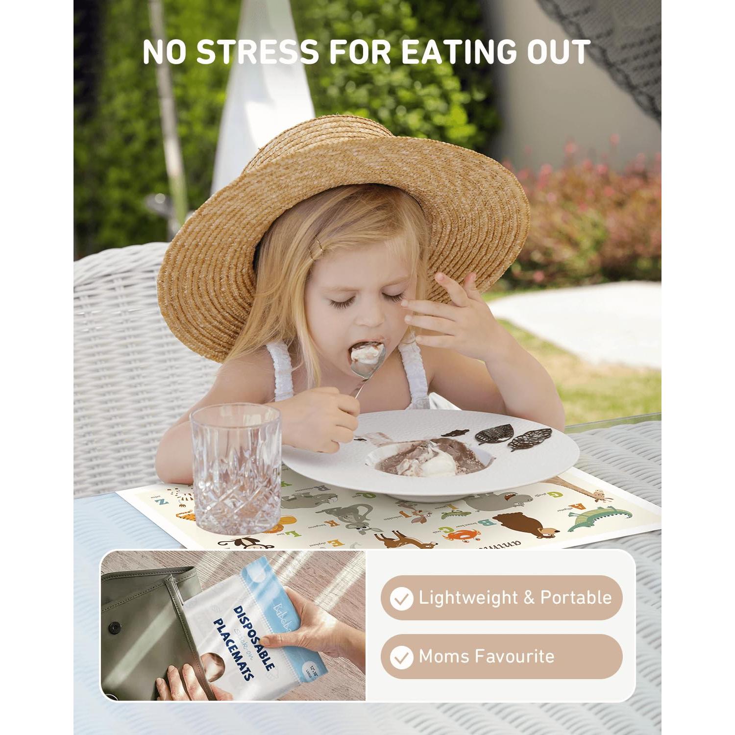 Manteles Desechables Adhesivos Babebay 60 Pzs 30x45 cm Alfabeto Animal