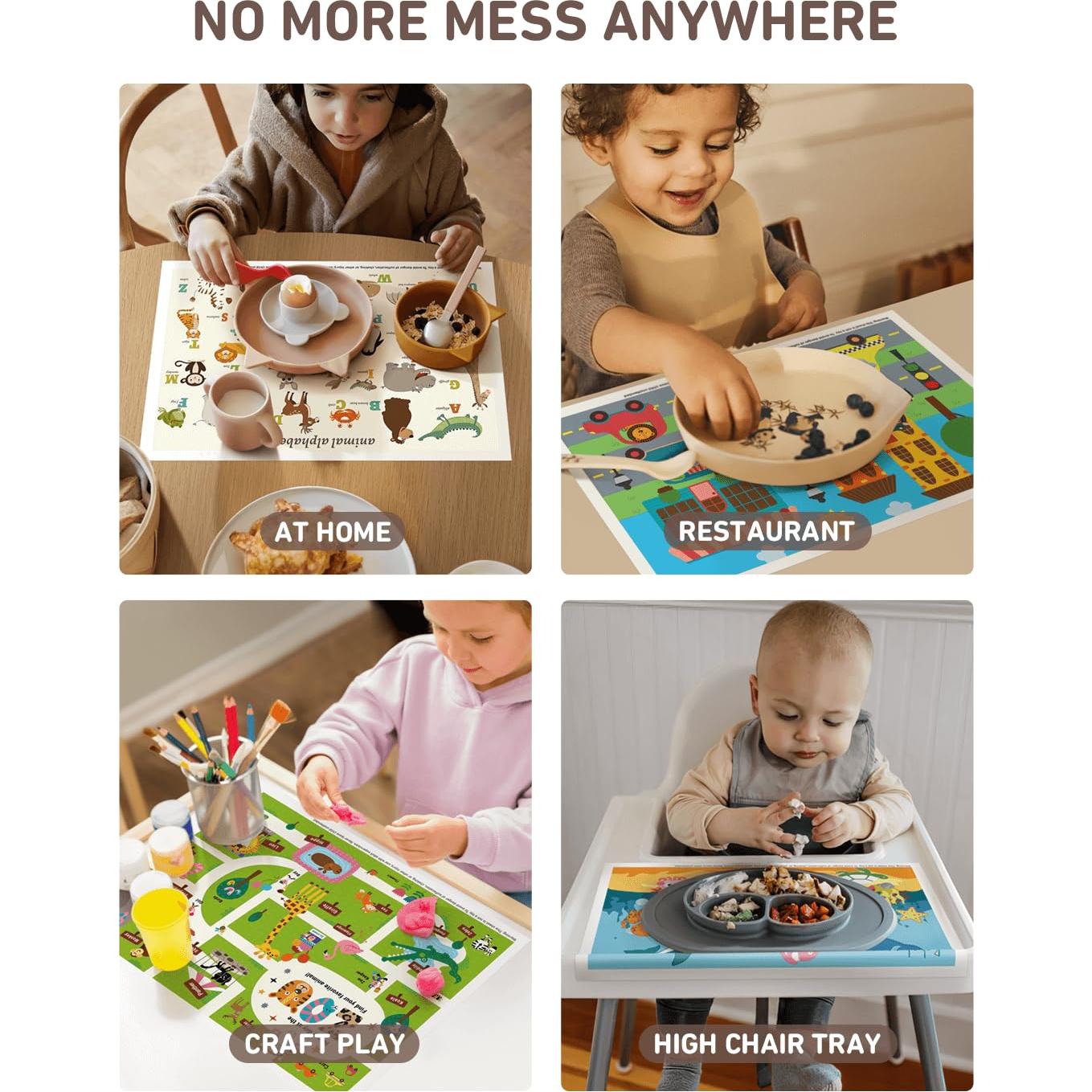 Manteles Desechables Adhesivos Babebay 60 Pzs 30x45 cm Alfabeto Animal