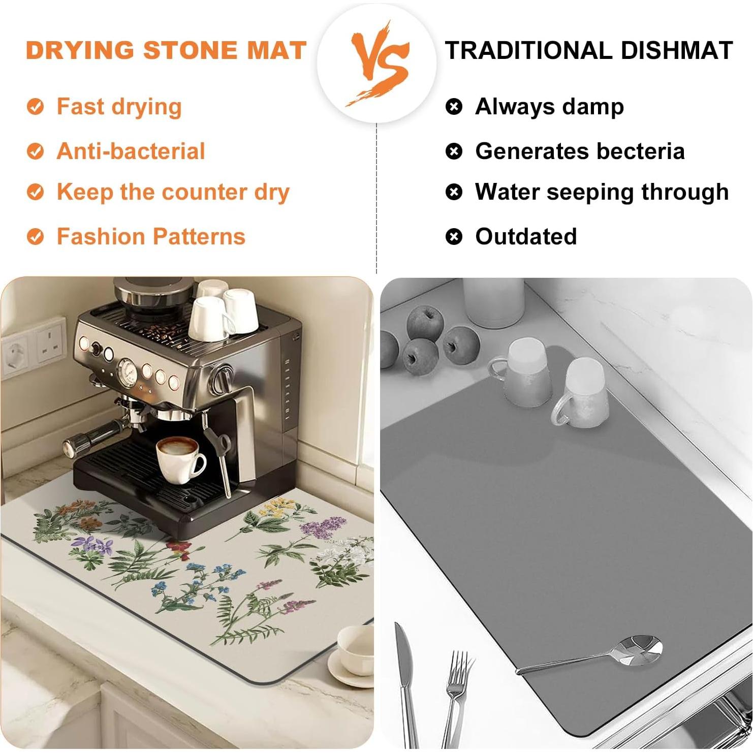 Alfombrilla para Secar Platos LOKHOM 30.48x50.8cm Floral Vintage