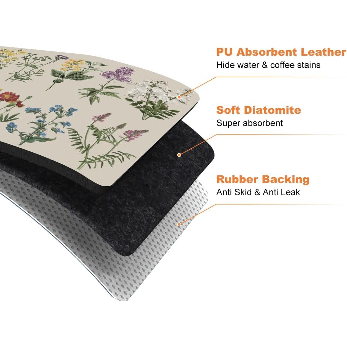 Alfombrilla para Secar Platos LOKHOM 30.48x50.8cm Floral Vintage