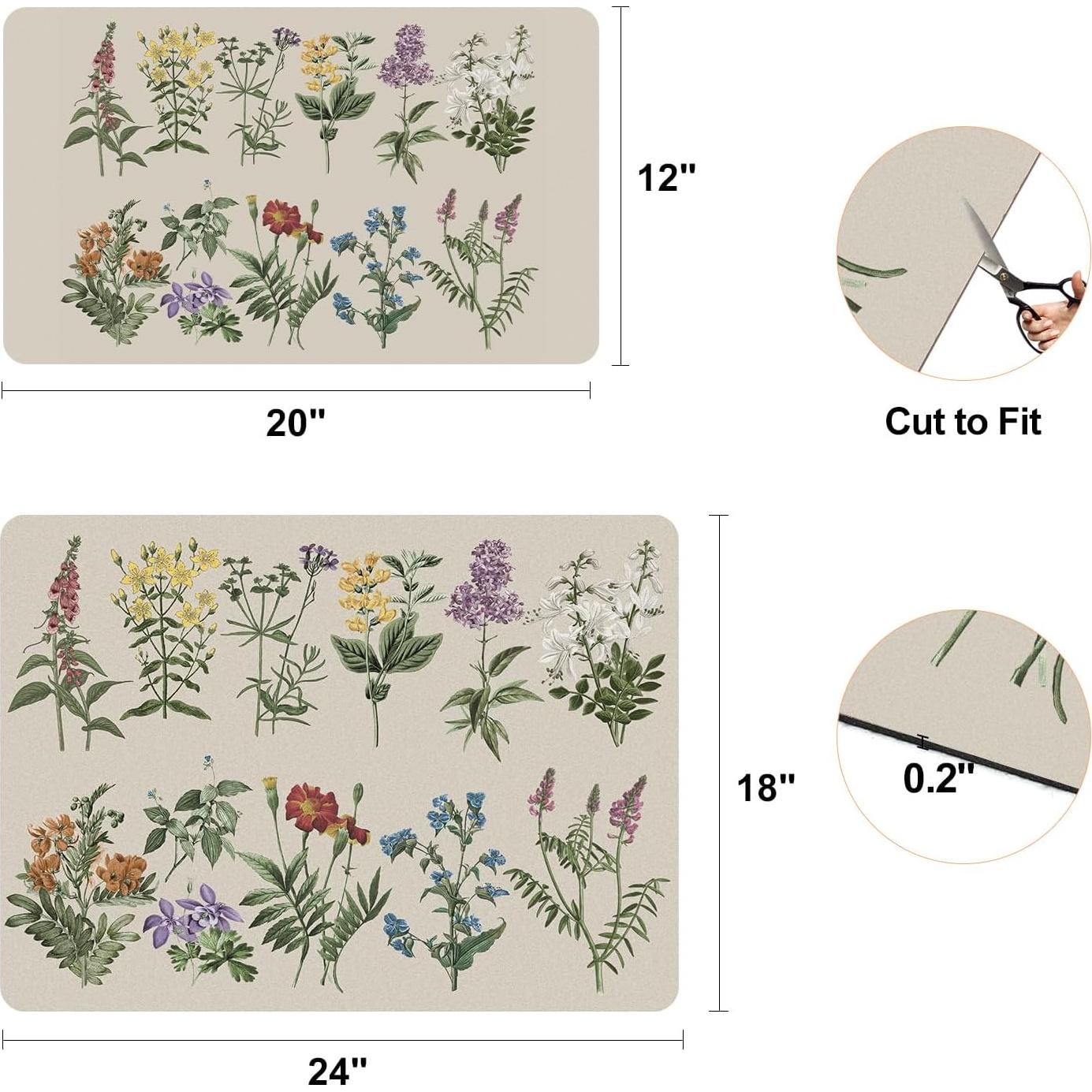 Alfombrilla para Secar Platos LOKHOM 30.48x50.8cm Floral Vintage