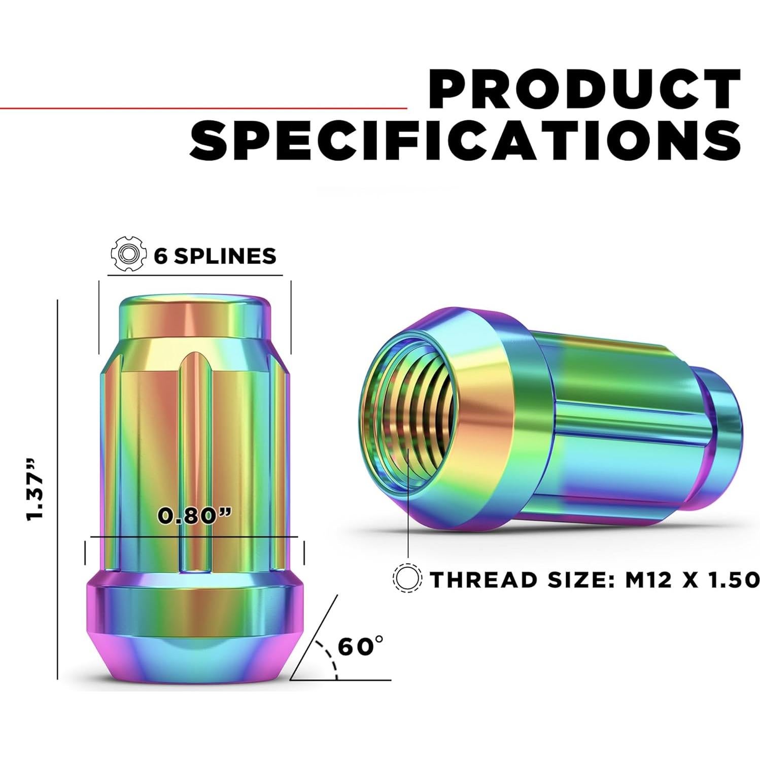 Tuercas de Lazo Caballero Blanco M12x1.50 Neo Chrome - Paquete de 20