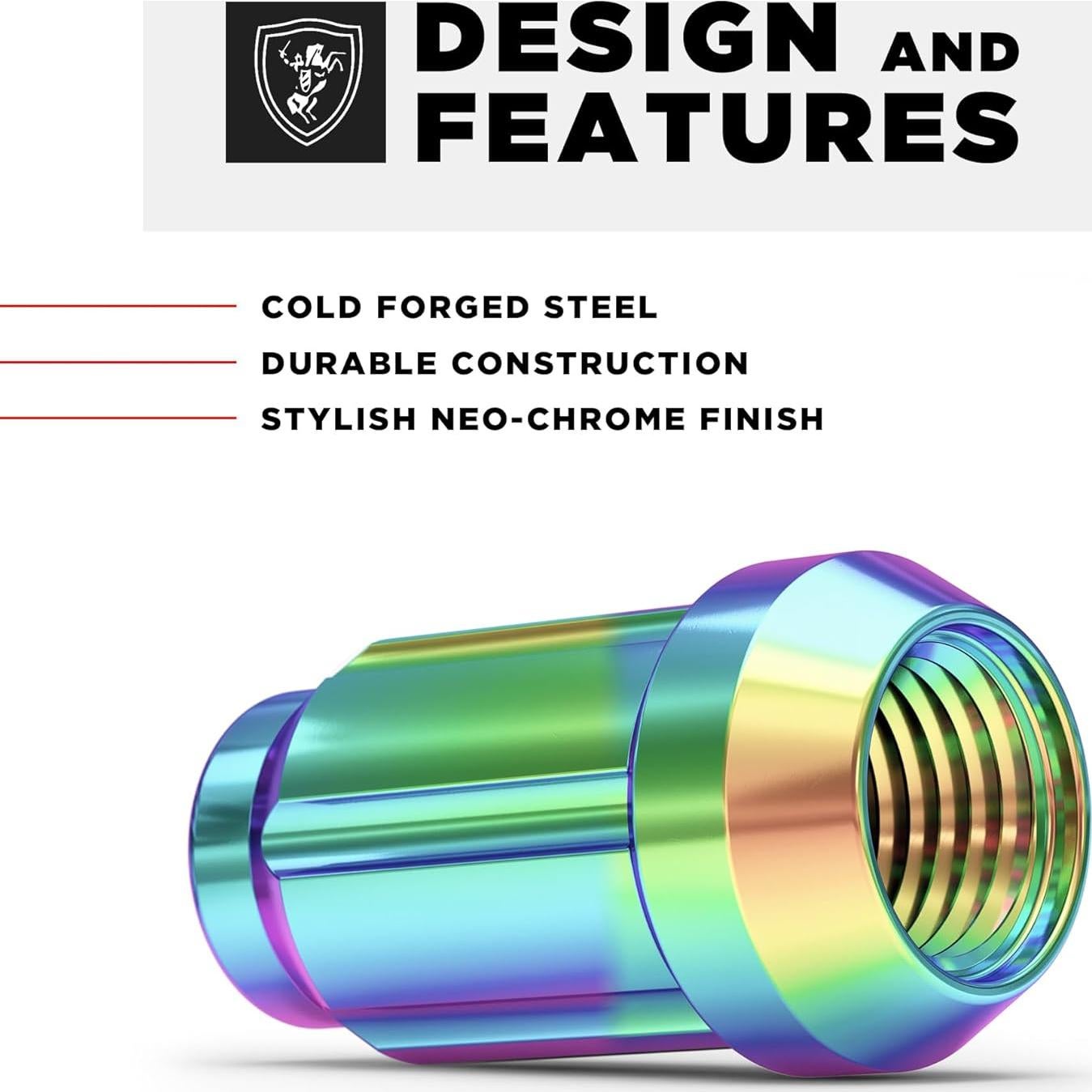 Tuercas de Lazo Caballero Blanco M12x1.50 Neo Chrome - Paquete de 20