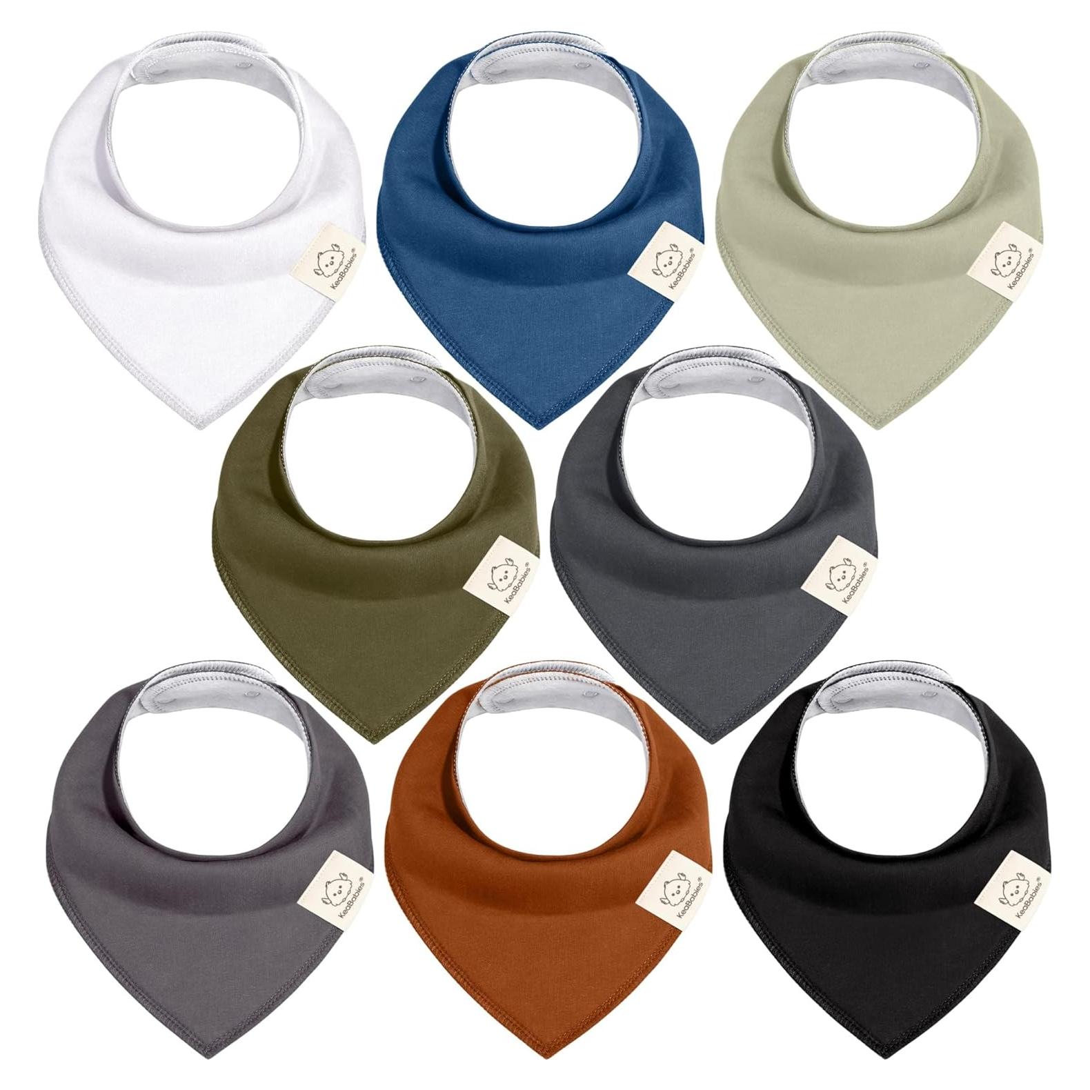 Paquete de 8 Baberos de Bandana KeaBabies 100% Algodón