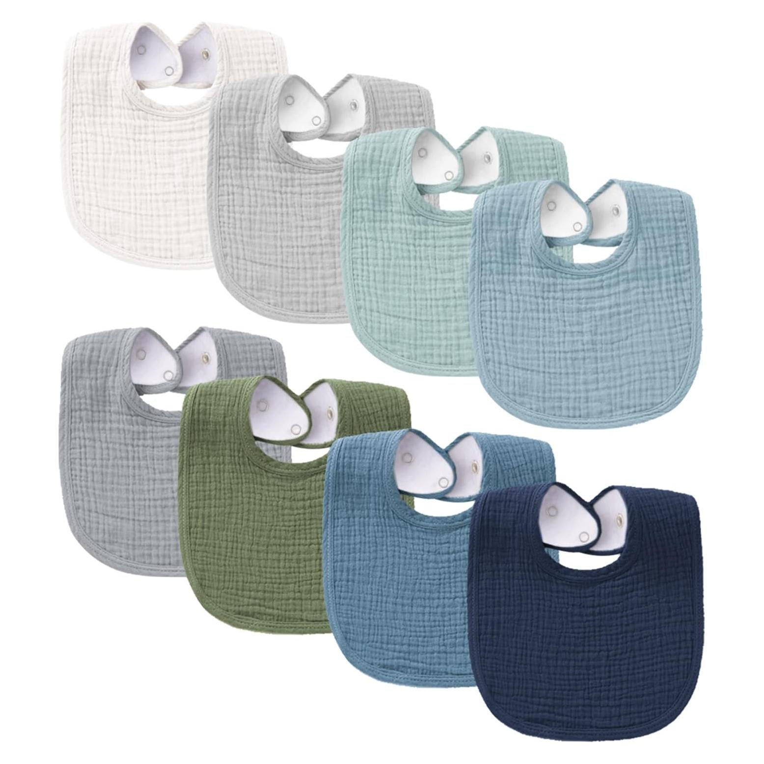 Baberos de Muselina Konssy 8 Piezas Unisex Ajustables