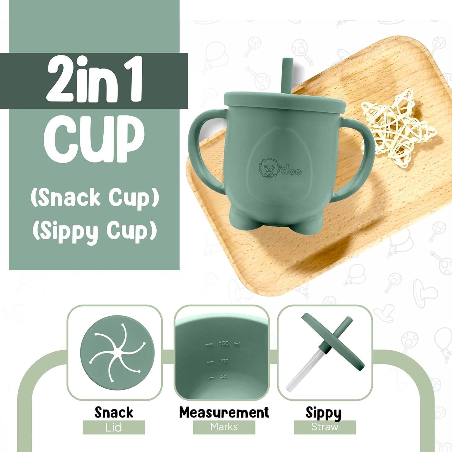 Juego de Alimentación O'doe 15 Piezas Silicona Bebé Verde