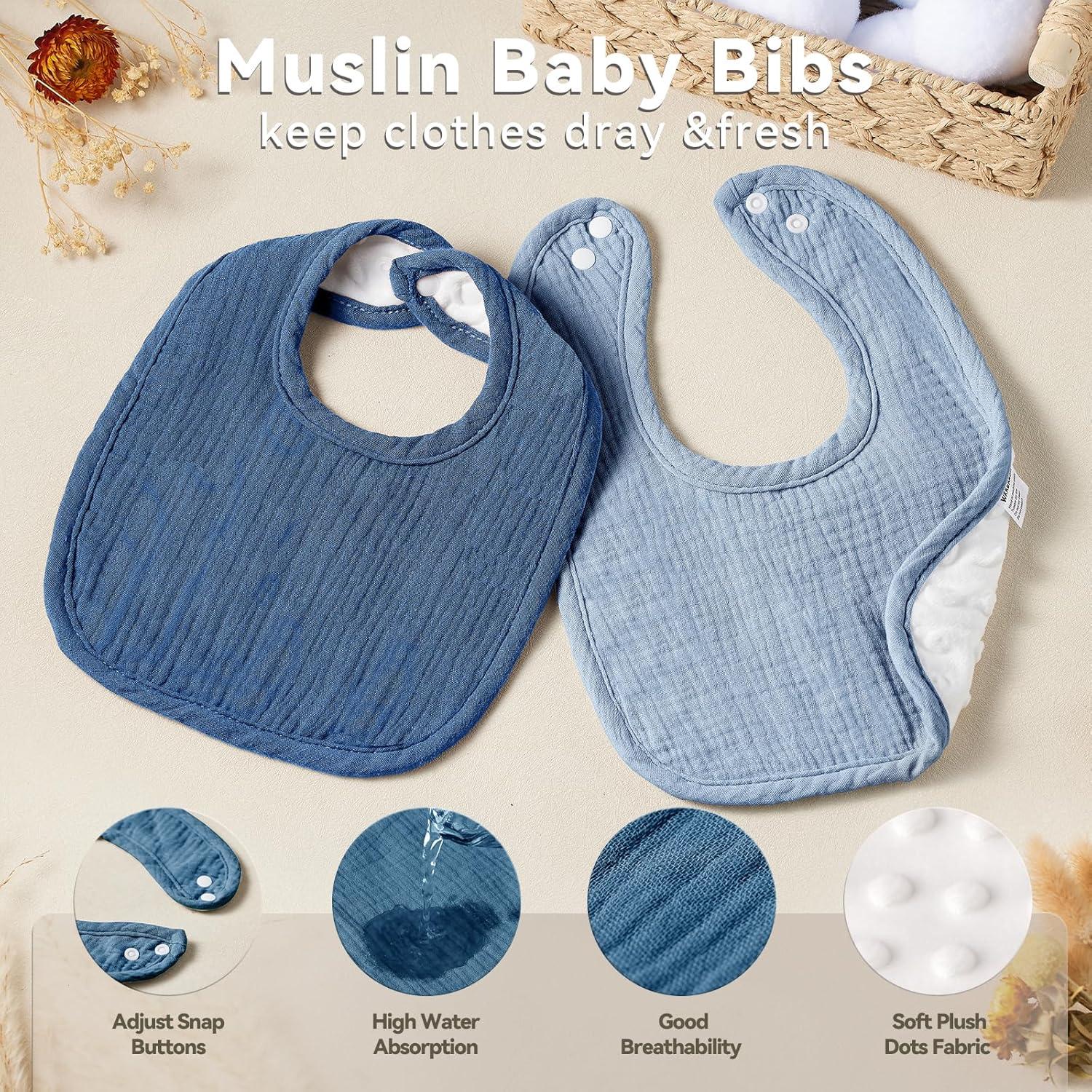 Baberos de Muselina para Bebés Unisex - Algodón Orgánico - 6 Piezas