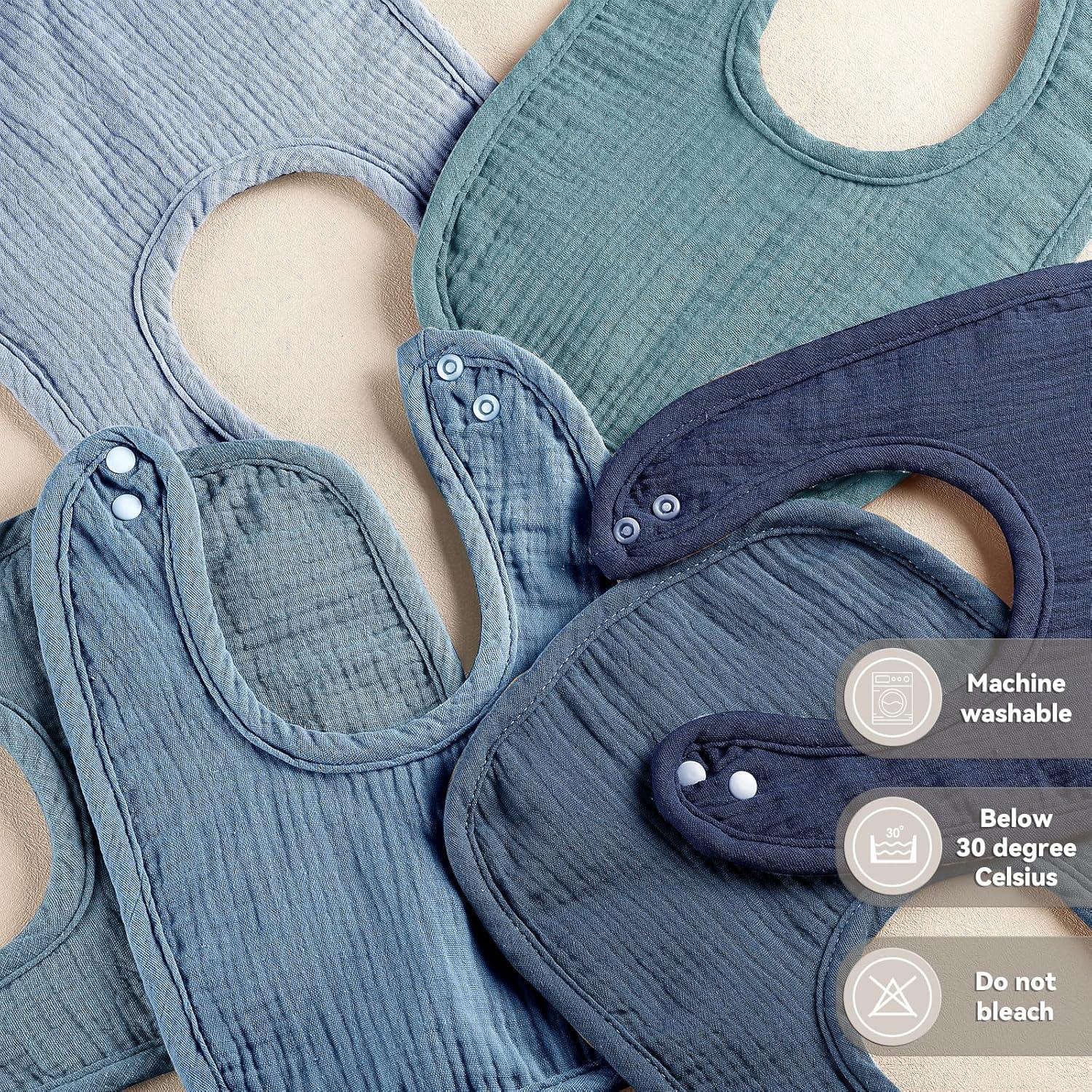 Baberos de Muselina para Bebés Unisex - Algodón Orgánico - 6 Piezas