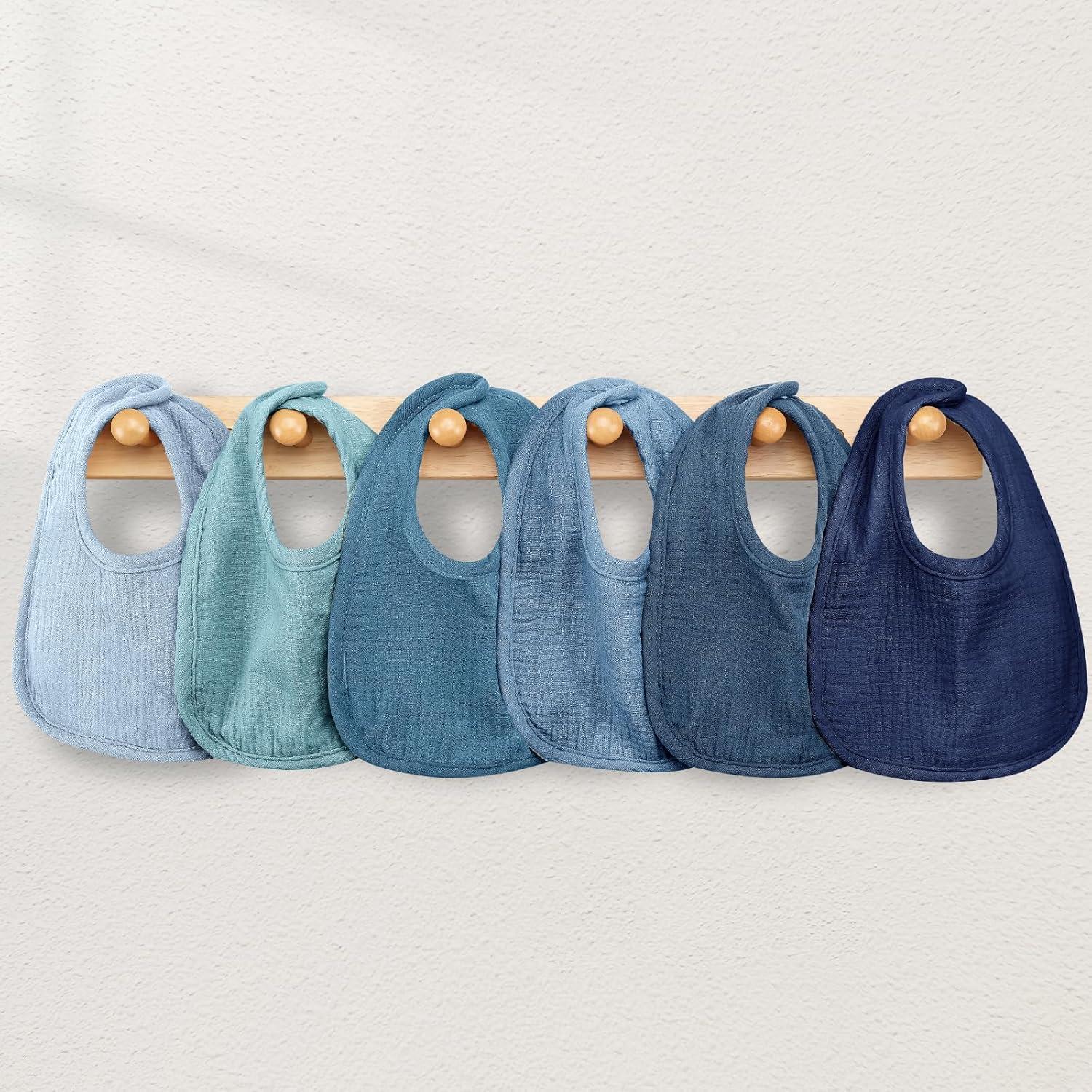 Baberos de Muselina para Bebés Unisex - Algodón Orgánico - 6 Piezas