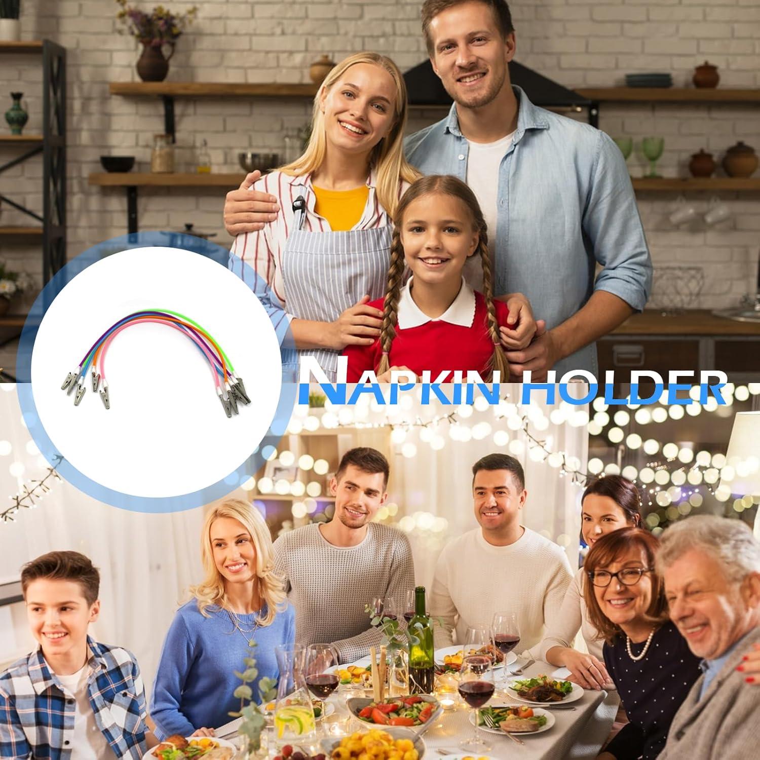 5 Clips de Babero de Silicona TSEWA con Cadenas Coloridas