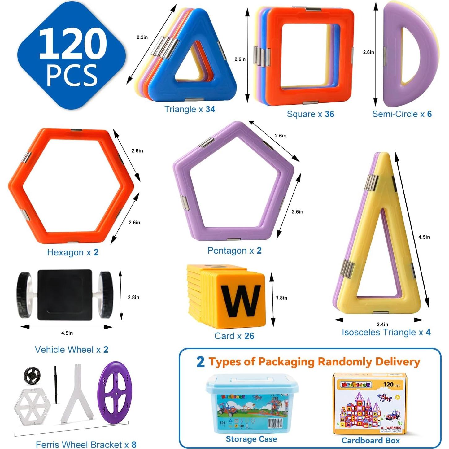 Bloques Magnéticos Magblock 120PCS Juguetes Educativos 3+ Años