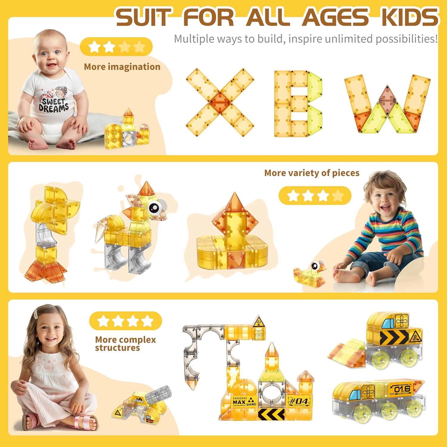Bloques Magnéticos Cossy 3D para Niños 3-14 Años - Set STEM