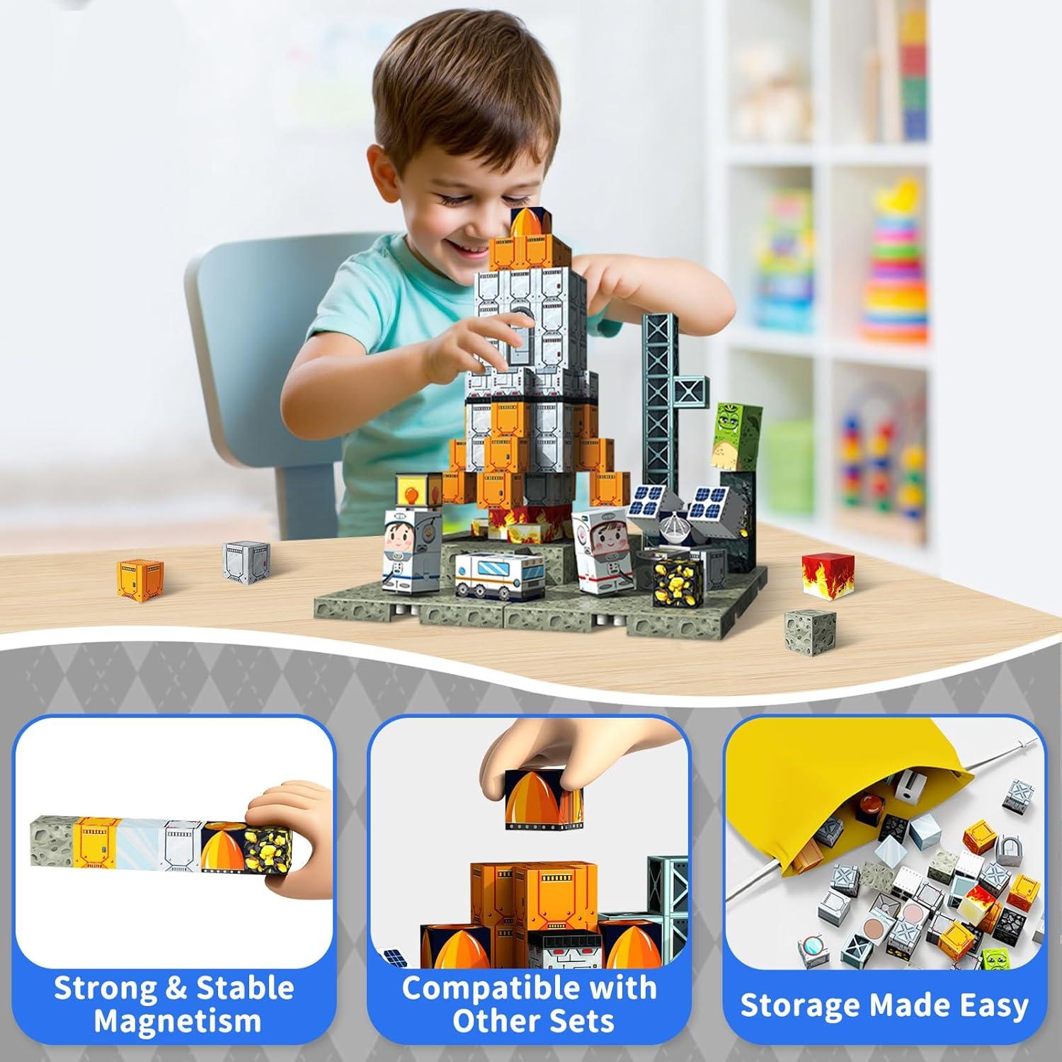 150 Bloques Magnéticos Resflycheng con 4 Placas Base 32x21cm
