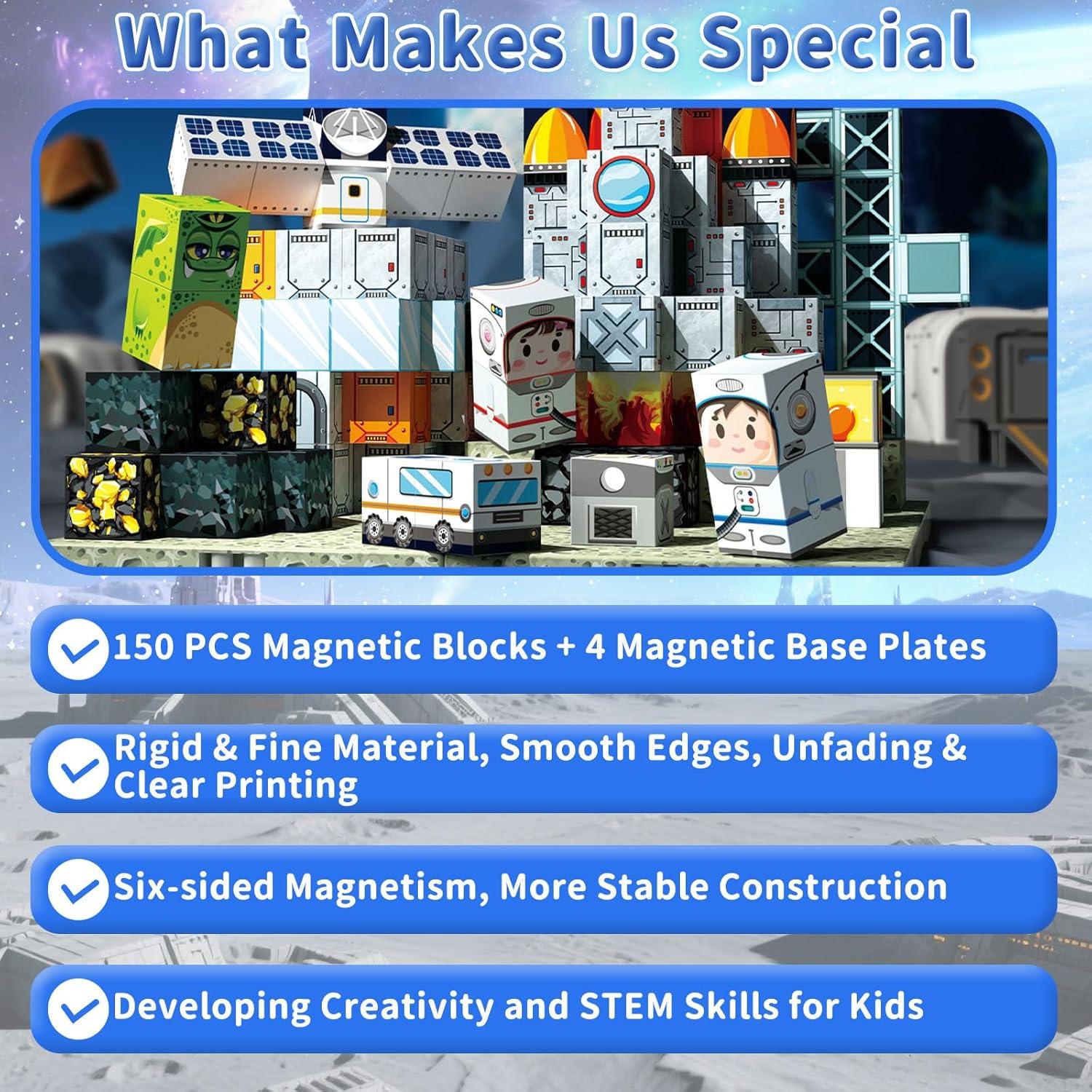 150 Bloques Magnéticos Resflycheng con 4 Placas Base 32x21cm