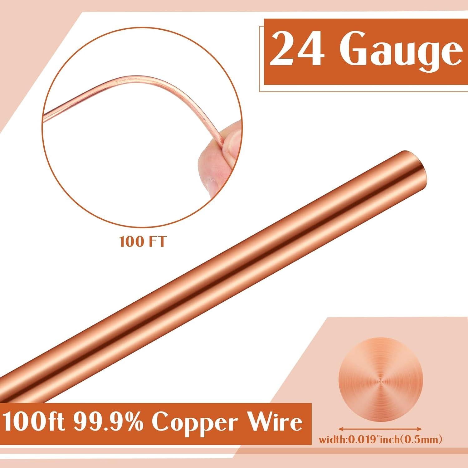 Alambre de Cobre 30.48m 24 Gauge Therwen para Manualidades