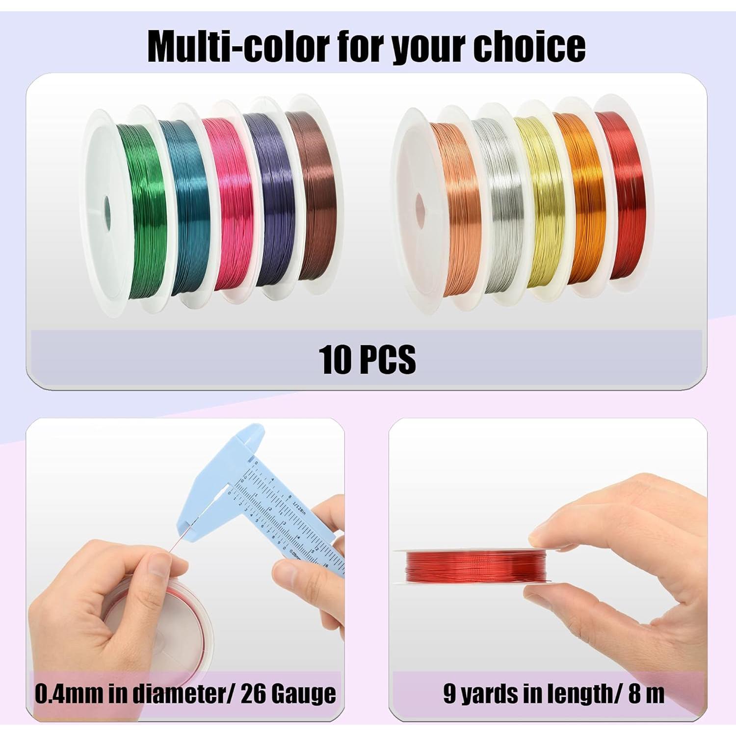 10 Rollos de Alambre de Cobre Colorido 0.4mm para Joyería