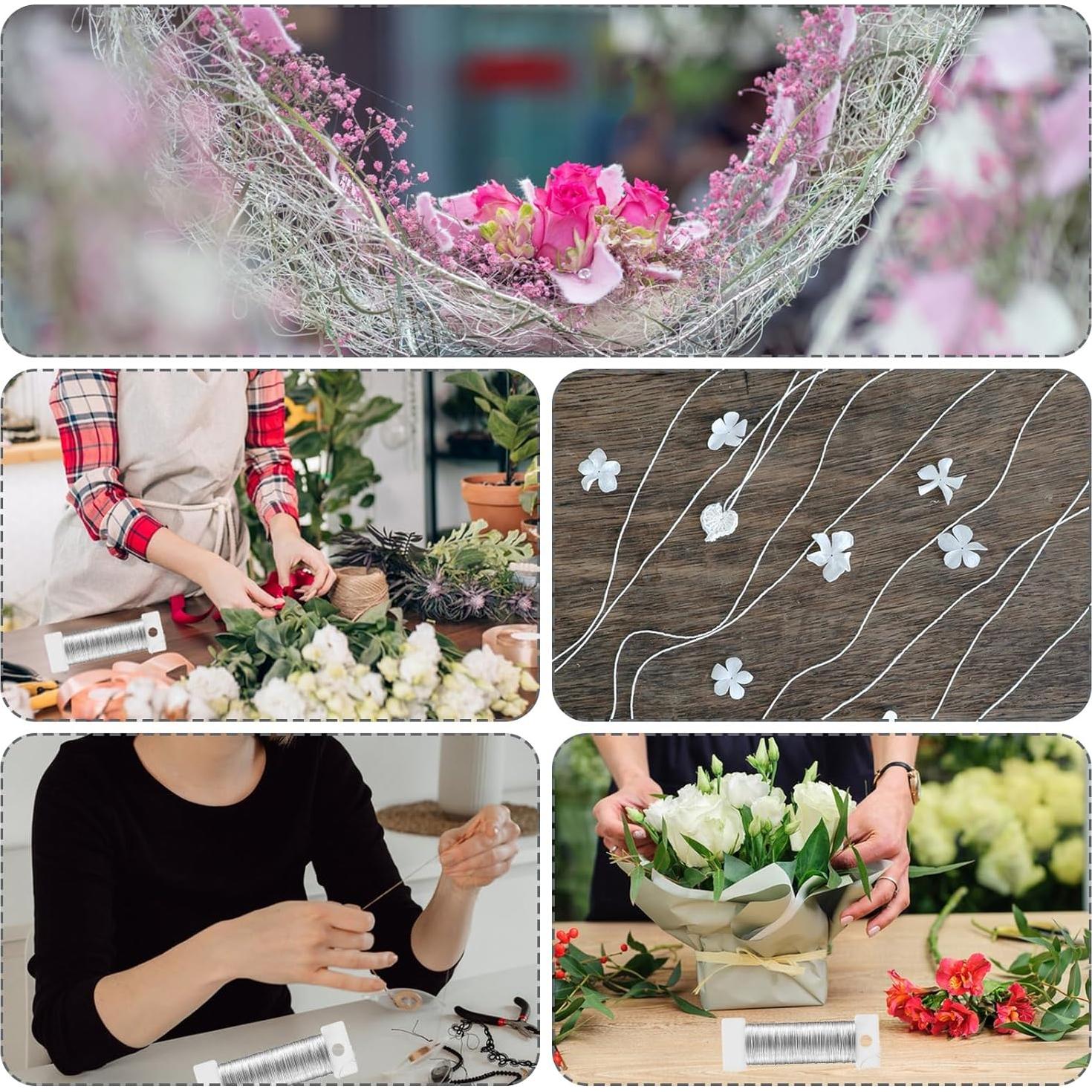 2 Rollos de Alambre Metálico Flexible Nogeqi 0.3mm 50m Plateado