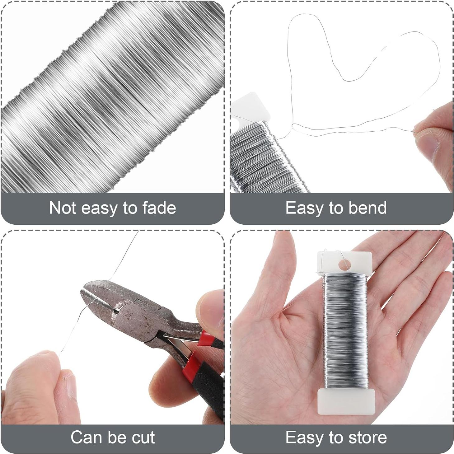 2 Rollos de Alambre Metálico Flexible Nogeqi 0.3mm 50m Plateado