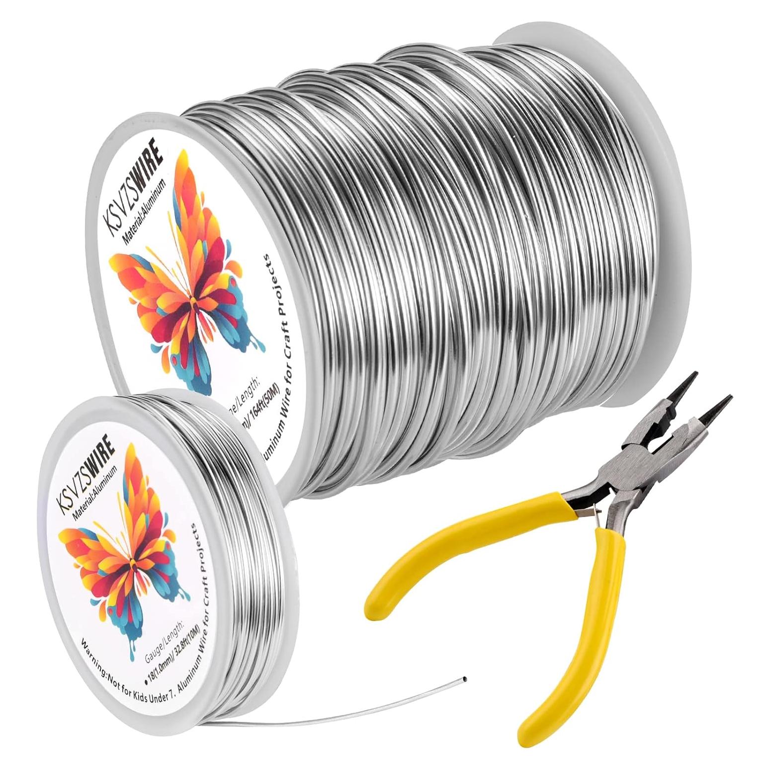 Alambre de Aluminio Flexible KSVZSCRAFT 16 y 18 Gauge 50M + Alicate