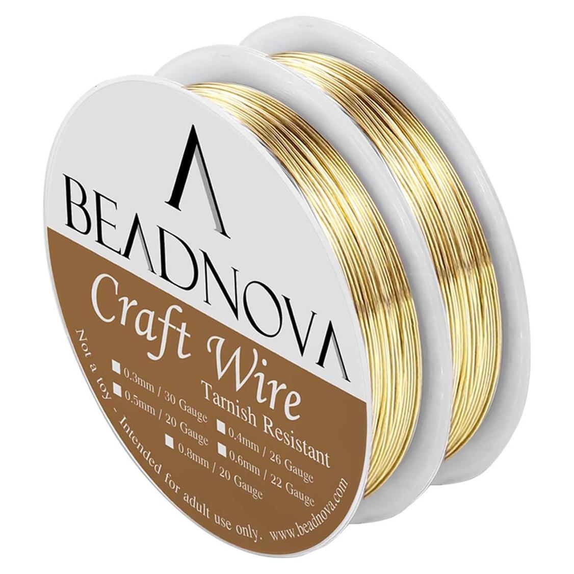 Alambre de Cobre Desnudo BEADNOVA 0.4mm 20m Baño de Oro