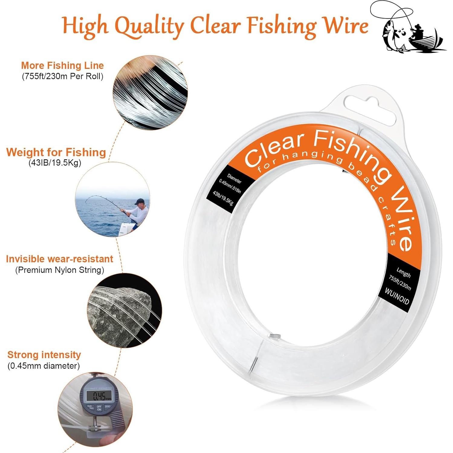 Hilo de Pesca Transparente WUINOID 230m 0.45mm Nylon