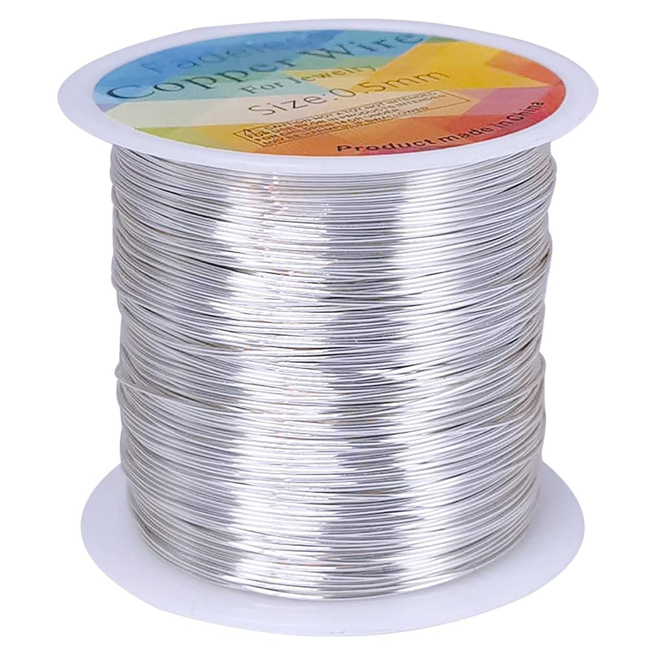 Alambre de Cobre 24 Gauge 203 Pies Plata para Manualidades