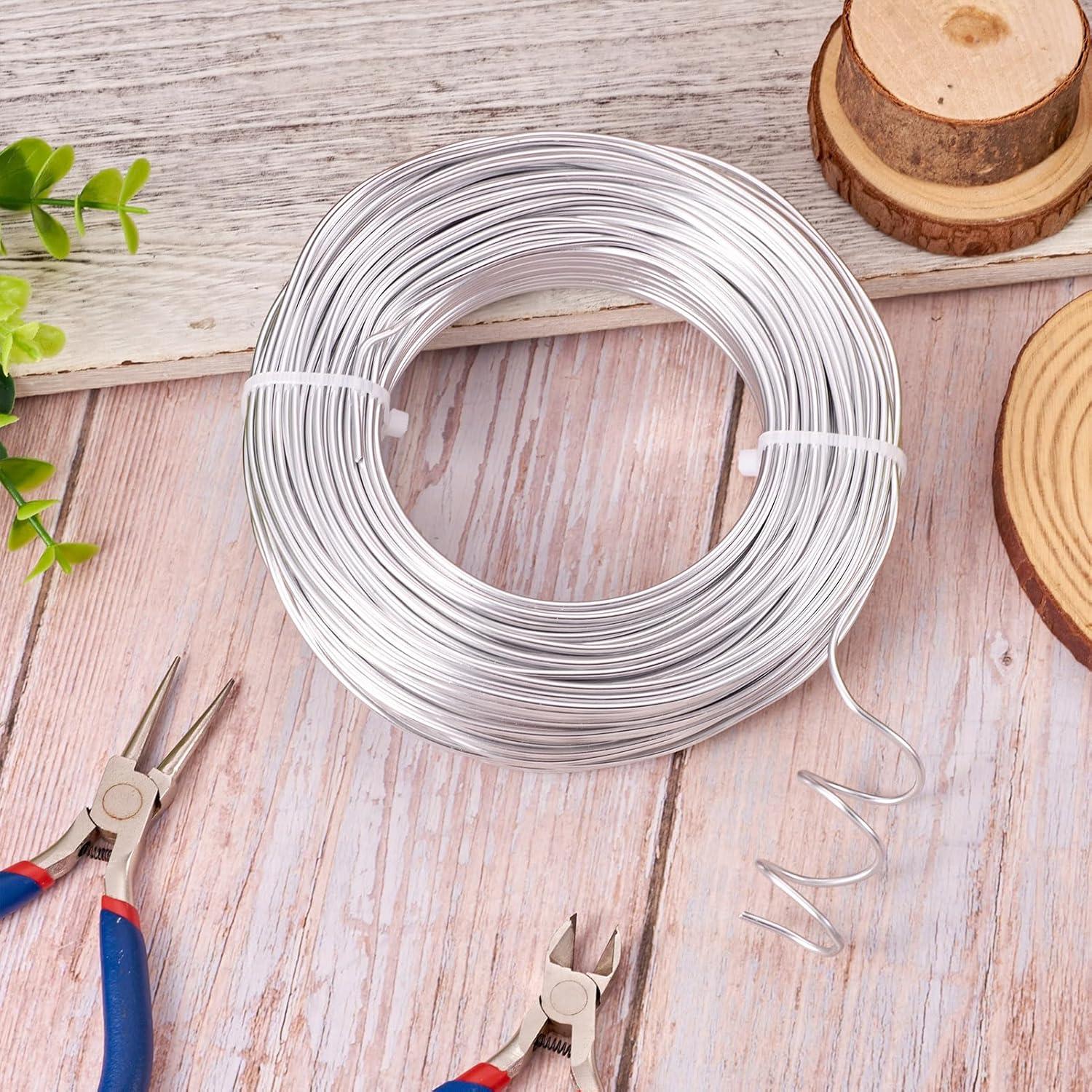 Alambre de Aluminio Plateado 2mm 55m PH PandaHall para Manualidades