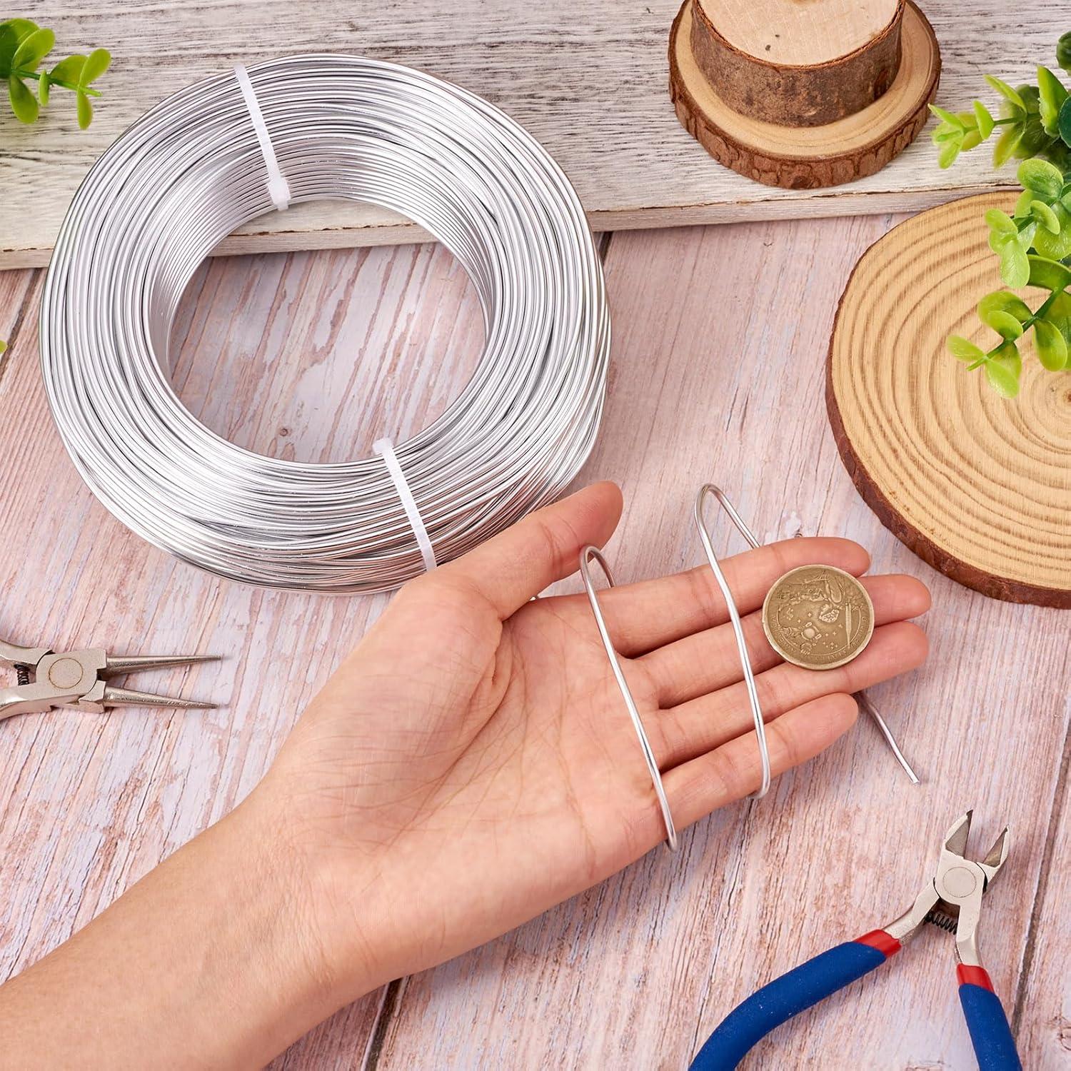 Alambre de Aluminio Plateado 2mm 55m PH PandaHall para Manualidades