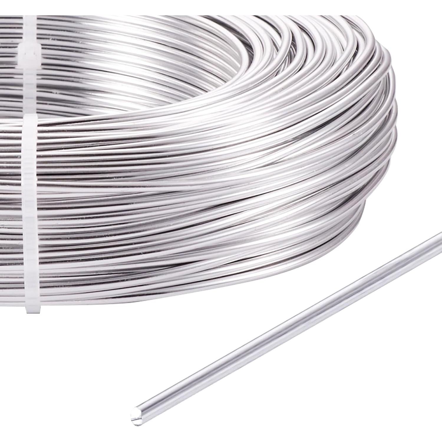 Alambre de Aluminio Plateado 2mm 55m PH PandaHall para Manualidades