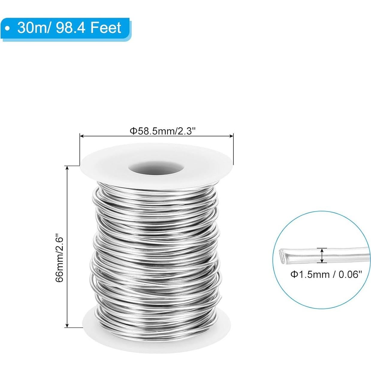 Alambre de Aluminio Flexible PATIKIL 1.5mm x 30m Plata