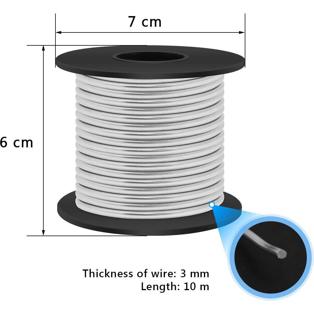 Alambre de Aluminio 8 Gauge Luxiv 10m para Manualidades DIY