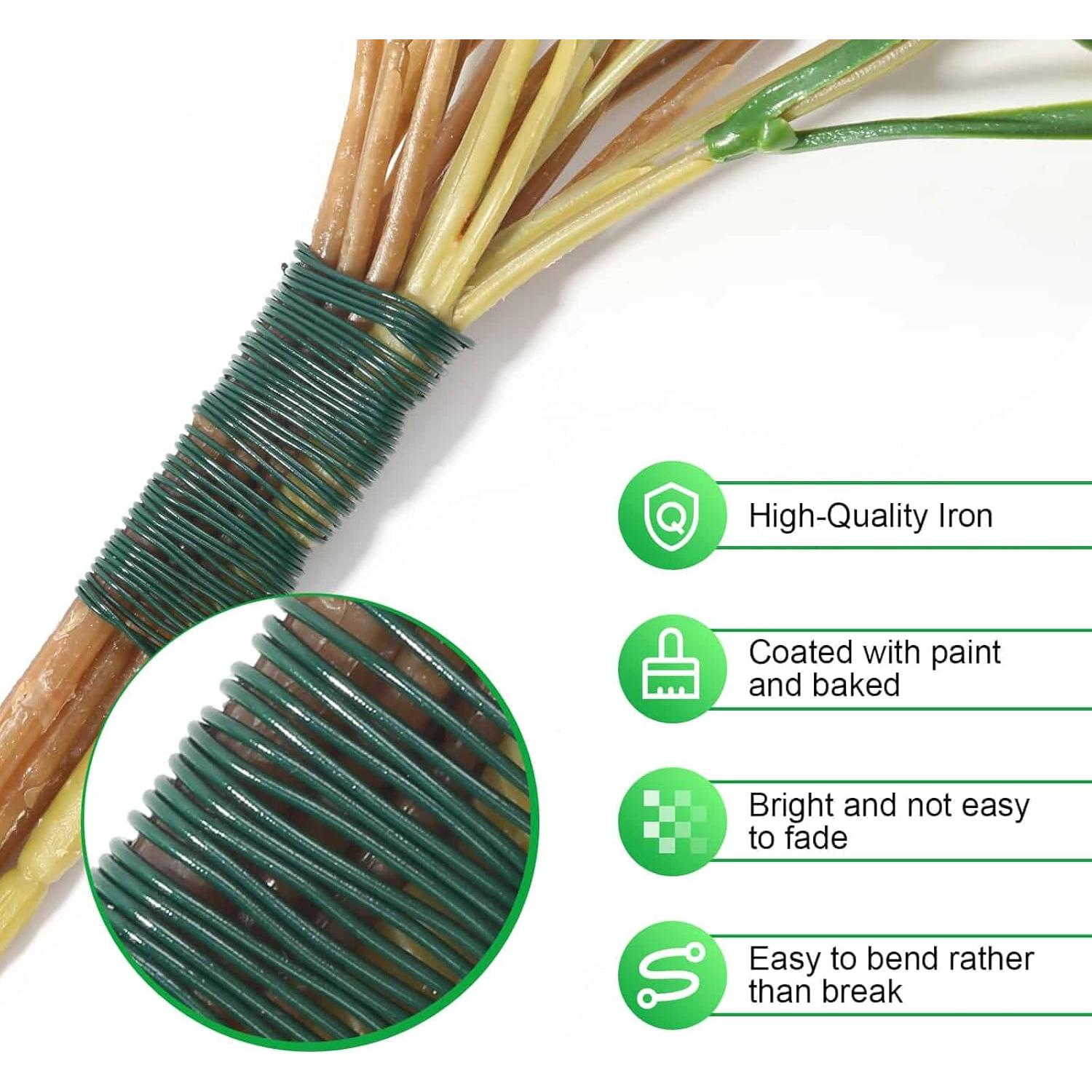 Alambre Floral Verde PAXCOO 100.58m 22 Gauge con Cortador