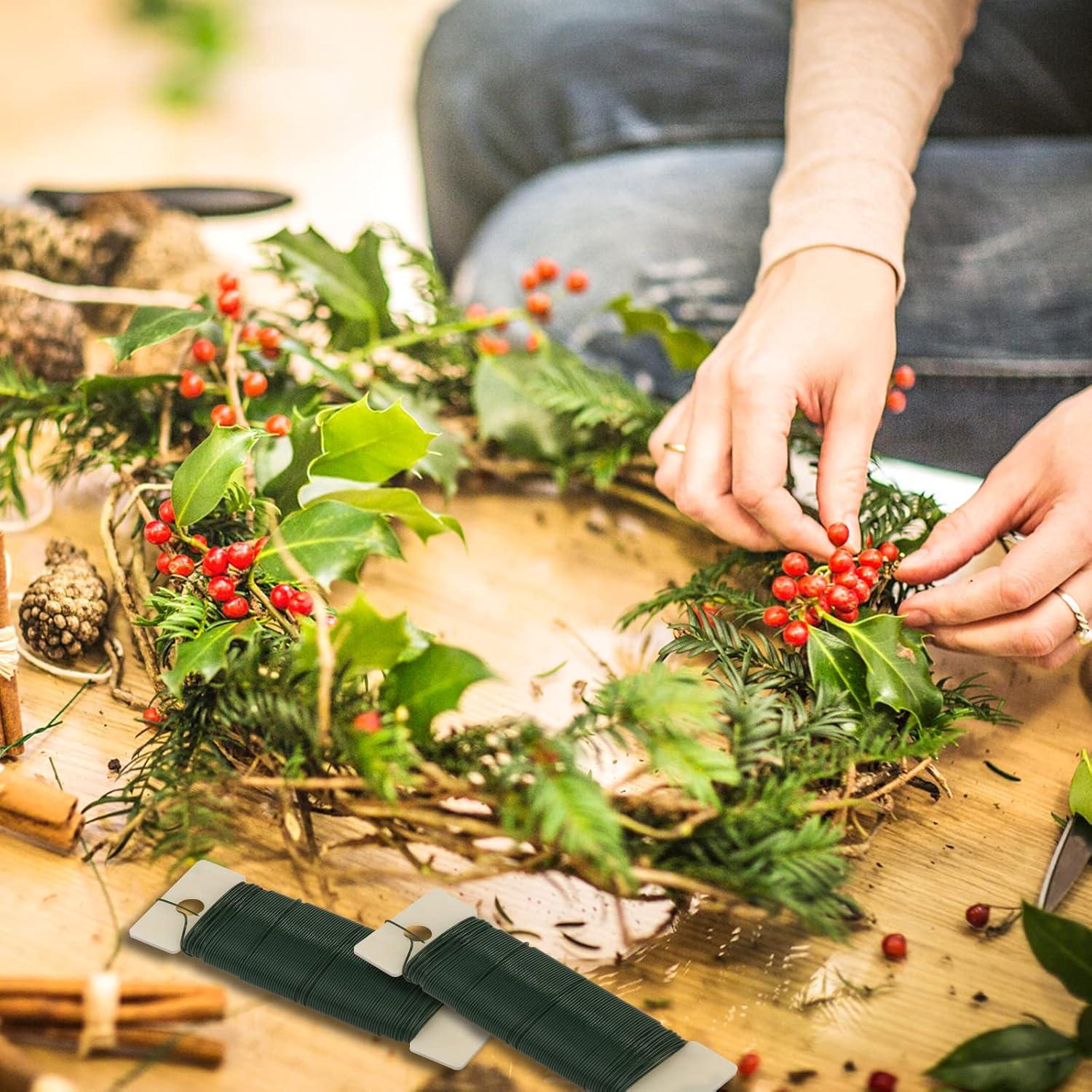 Alambre Floral Verde PAXCOO 100.58m 22 Gauge con Cortador